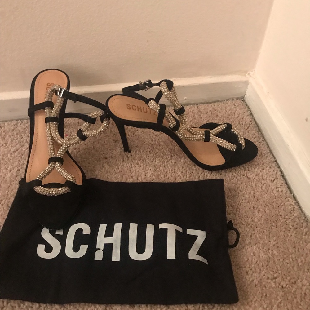 NWT Schutz black and crystal heels - Picture 2 of 5